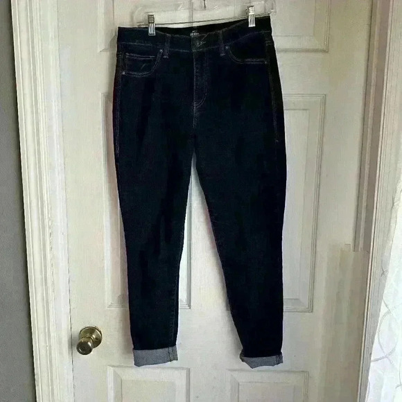 LULAROE Magic Waist Stretch Dark Wash Cuffed Jeans Style L-161367 Size 30 - Picture 1 of 10